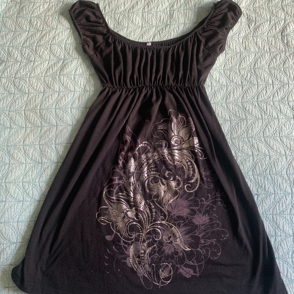 Women's Short Sleeved Black Summer Dress